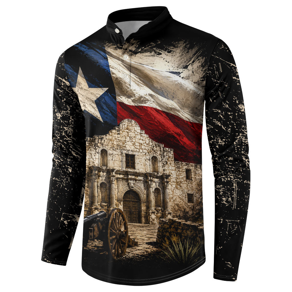 Remember The Alamo Texas Flag Button Sweatshirt Distressed Historical Texan Pride