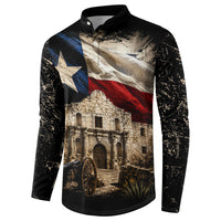 Remember The Alamo Texas Flag Button Sweatshirt Distressed Historical Texan Pride