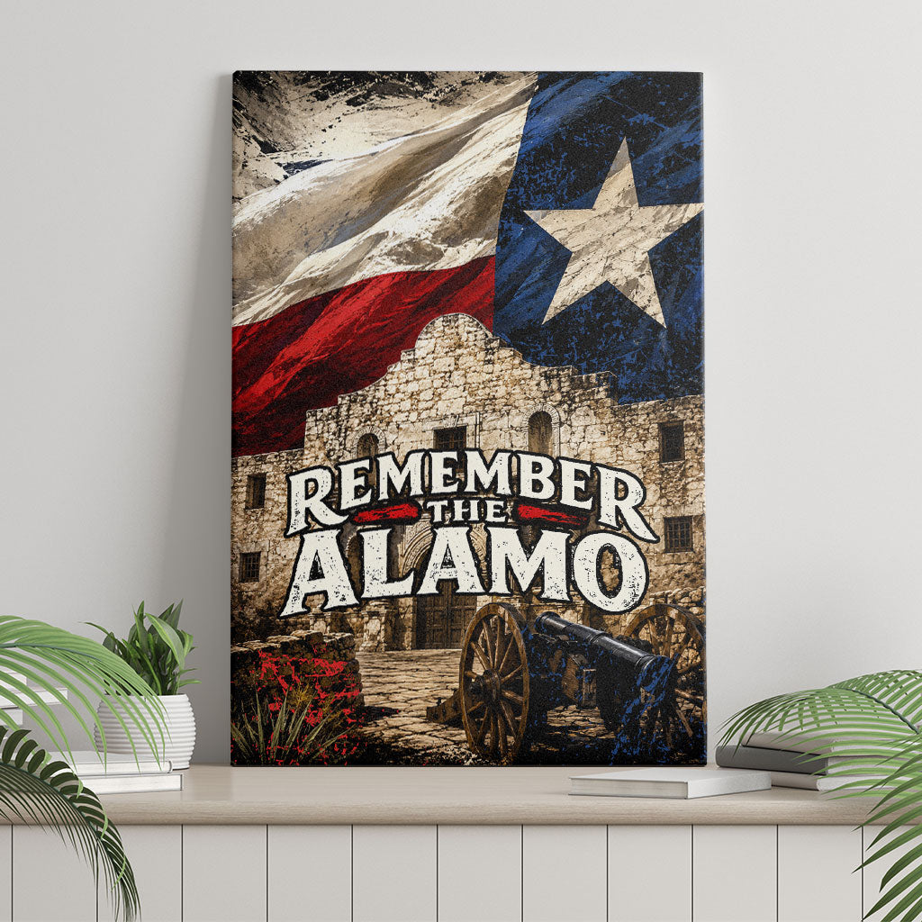 Remember The Alamo Texas Flag Canvas Wall Art Distressed Historical Texan Pride