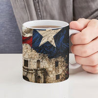 Remember The Alamo Texas Flag Ceramic Mug Distressed Historical Texan Pride