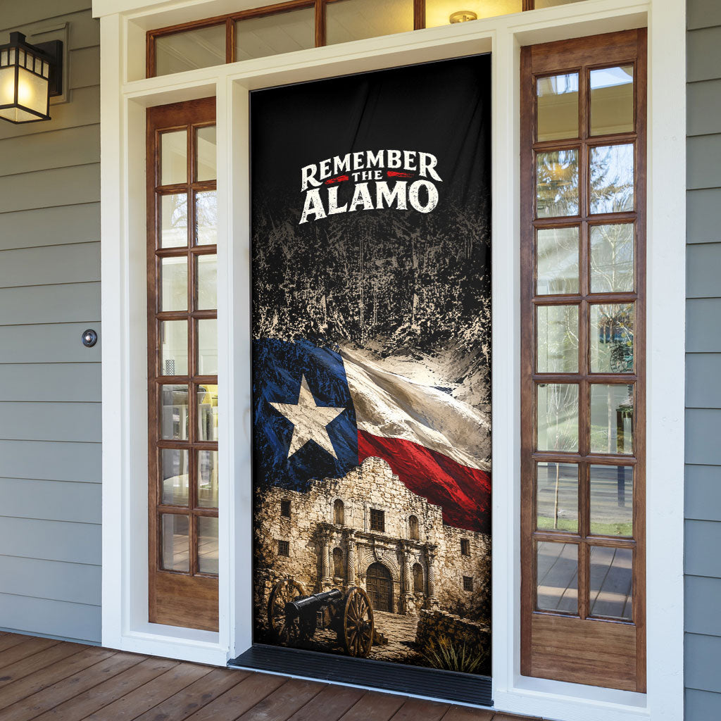 Remember The Alamo Texas Flag Door Cover Distressed Historical Texan Pride