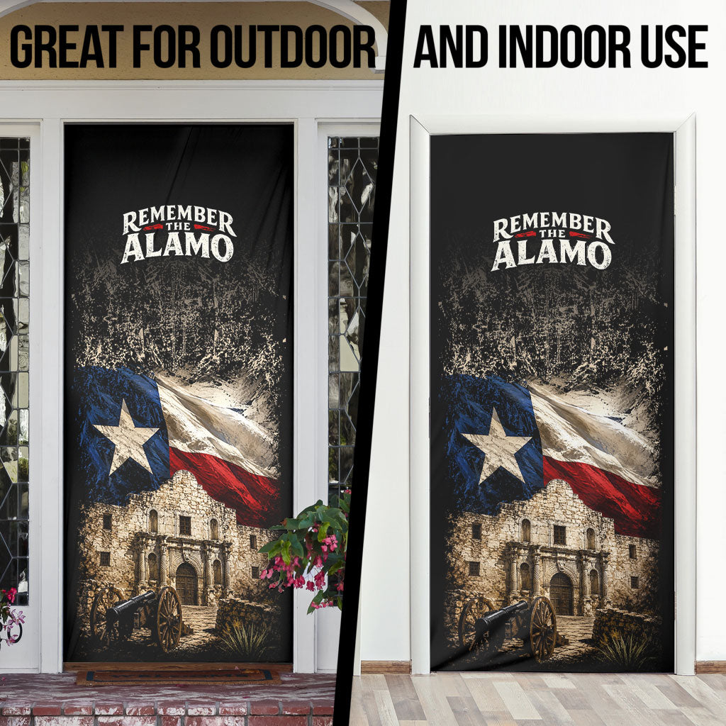 Remember The Alamo Texas Flag Door Cover Distressed Historical Texan Pride