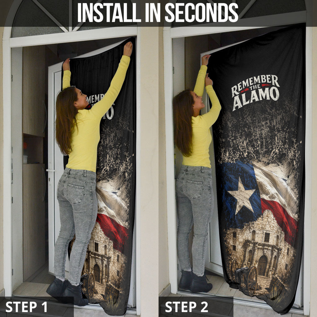 Remember The Alamo Texas Flag Door Cover Distressed Historical Texan Pride