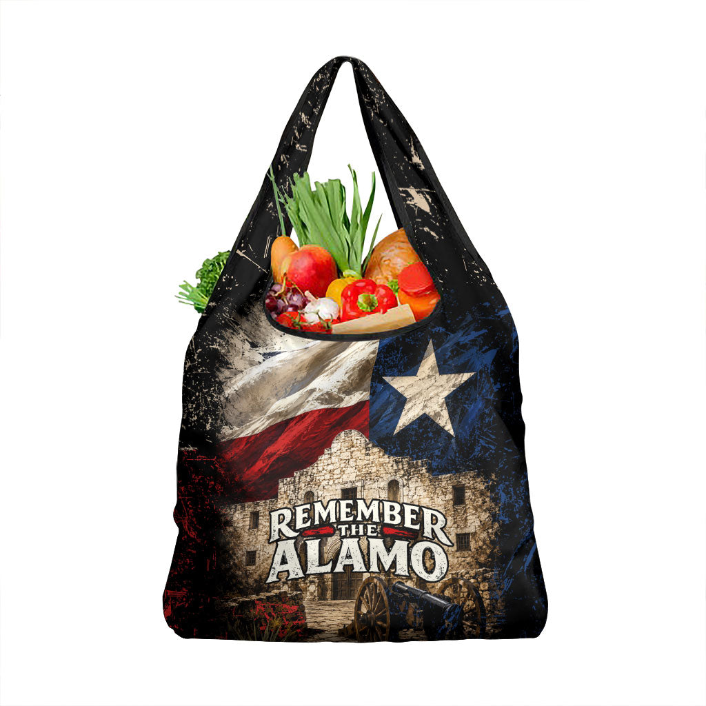 Remember The Alamo Texas Flag Grocery Bag Distressed Historical Texan Pride