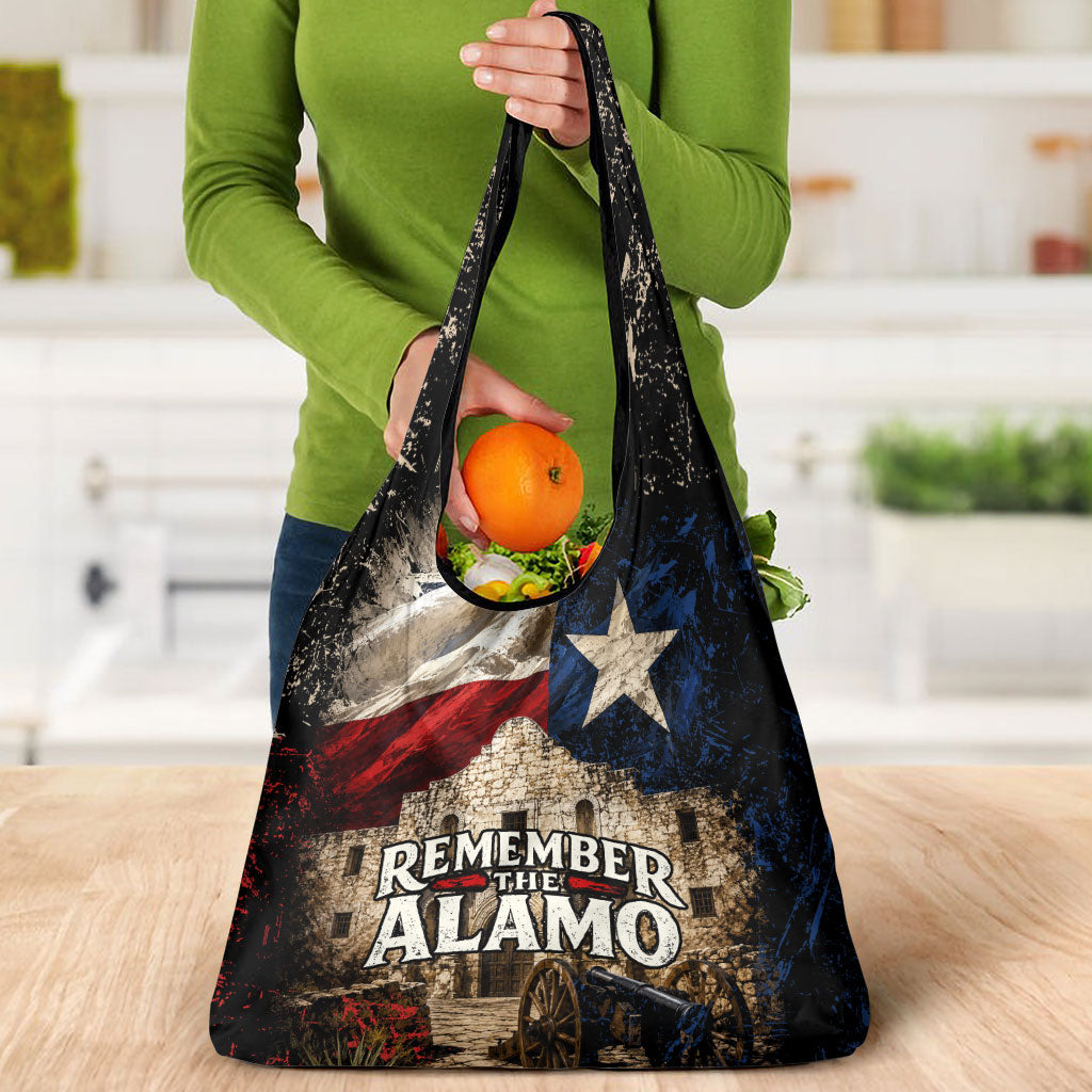 Remember The Alamo Texas Flag Grocery Bag Distressed Historical Texan Pride
