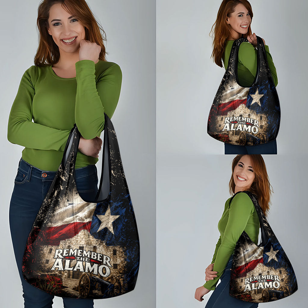 Remember The Alamo Texas Flag Grocery Bag Distressed Historical Texan Pride
