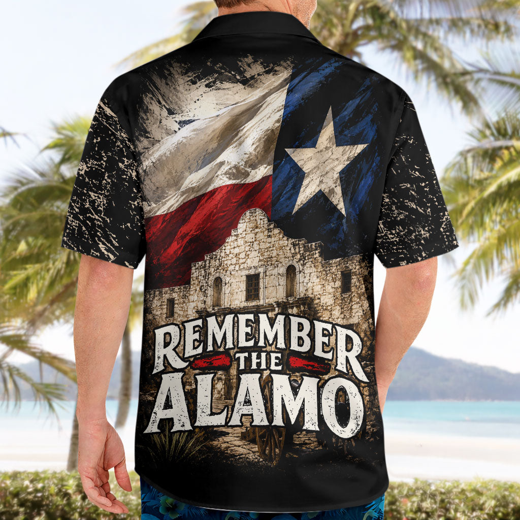 Remember The Alamo Texas Flag Hawaiian Shirt Distressed Historical Texan Pride