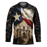 Remember The Alamo Texas Flag Hockey Jersey Distressed Historical Texan Pride