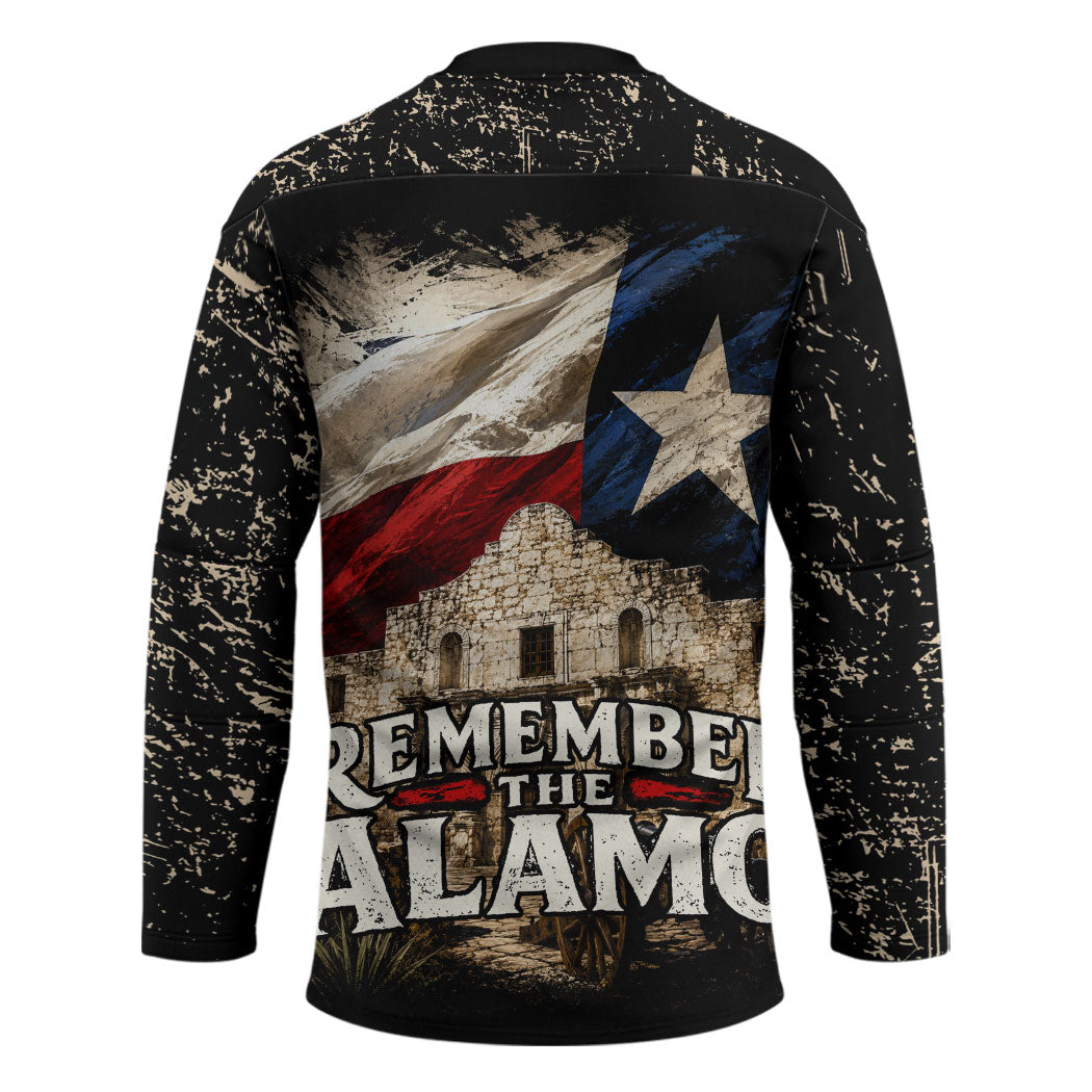Remember The Alamo Texas Flag Hockey Jersey Distressed Historical Texan Pride
