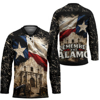 Remember The Alamo Texas Flag Hockey Jersey Distressed Historical Texan Pride