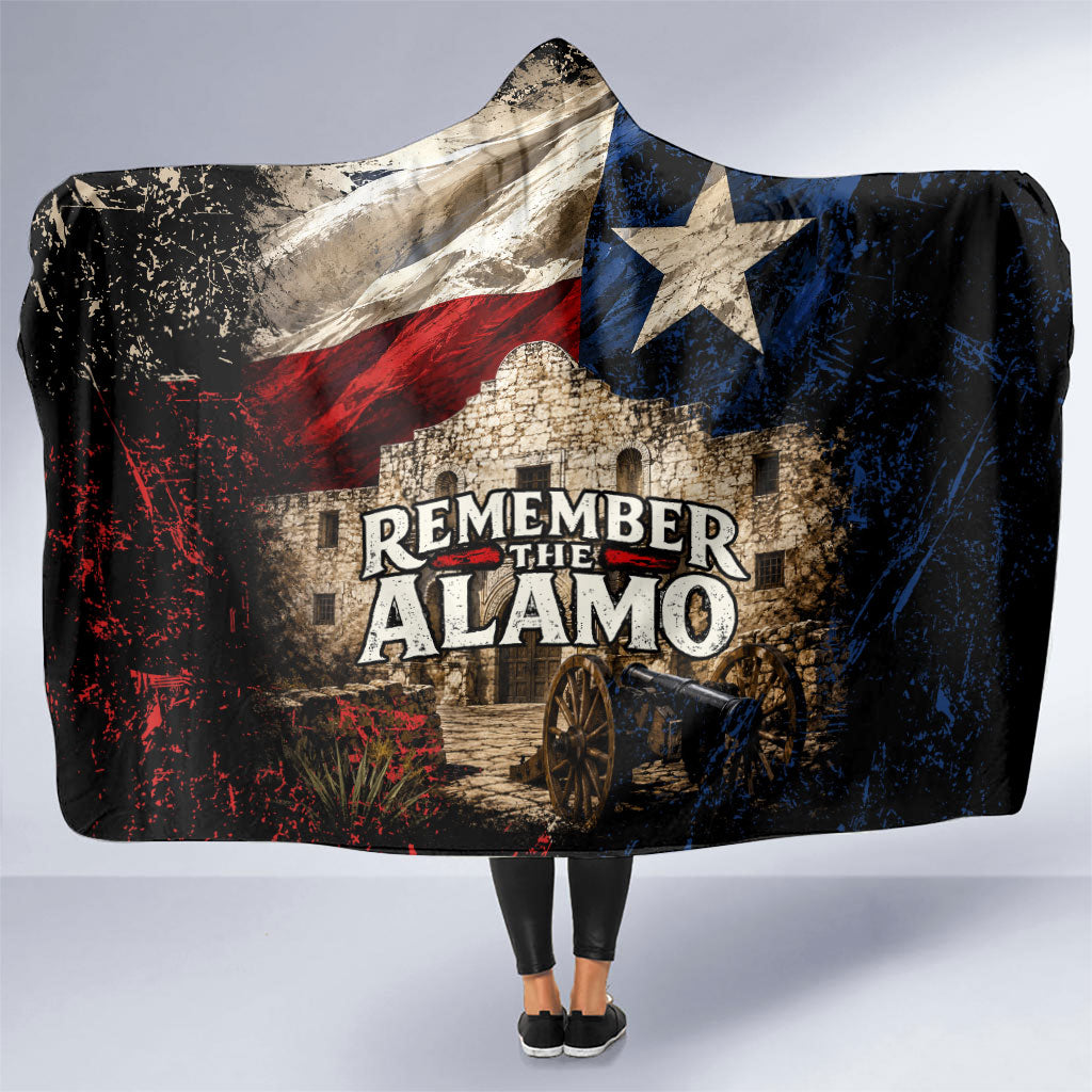 Remember The Alamo Texas Flag Hooded Blanket Distressed Historical Texan Pride