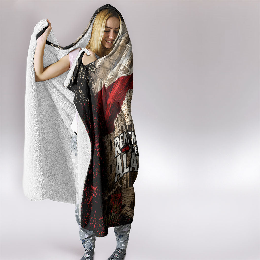 Remember The Alamo Texas Flag Hooded Blanket Distressed Historical Texan Pride