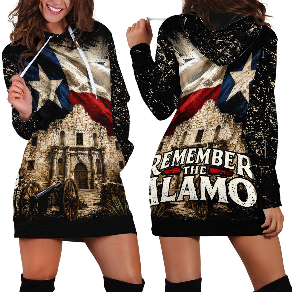 Remember The Alamo Texas Flag Hoodie Dress Distressed Historical Texan Pride