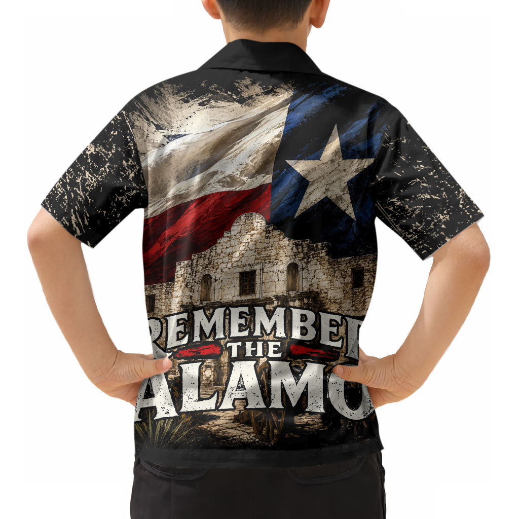 Remember The Alamo Texas Flag Kid Hawaiian Shirt Distressed Historical Texan Pride