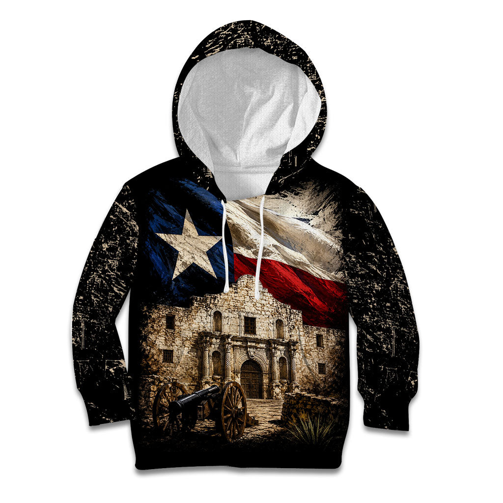 Remember The Alamo Texas Flag Kid Hoodie Distressed Historical Texan Pride