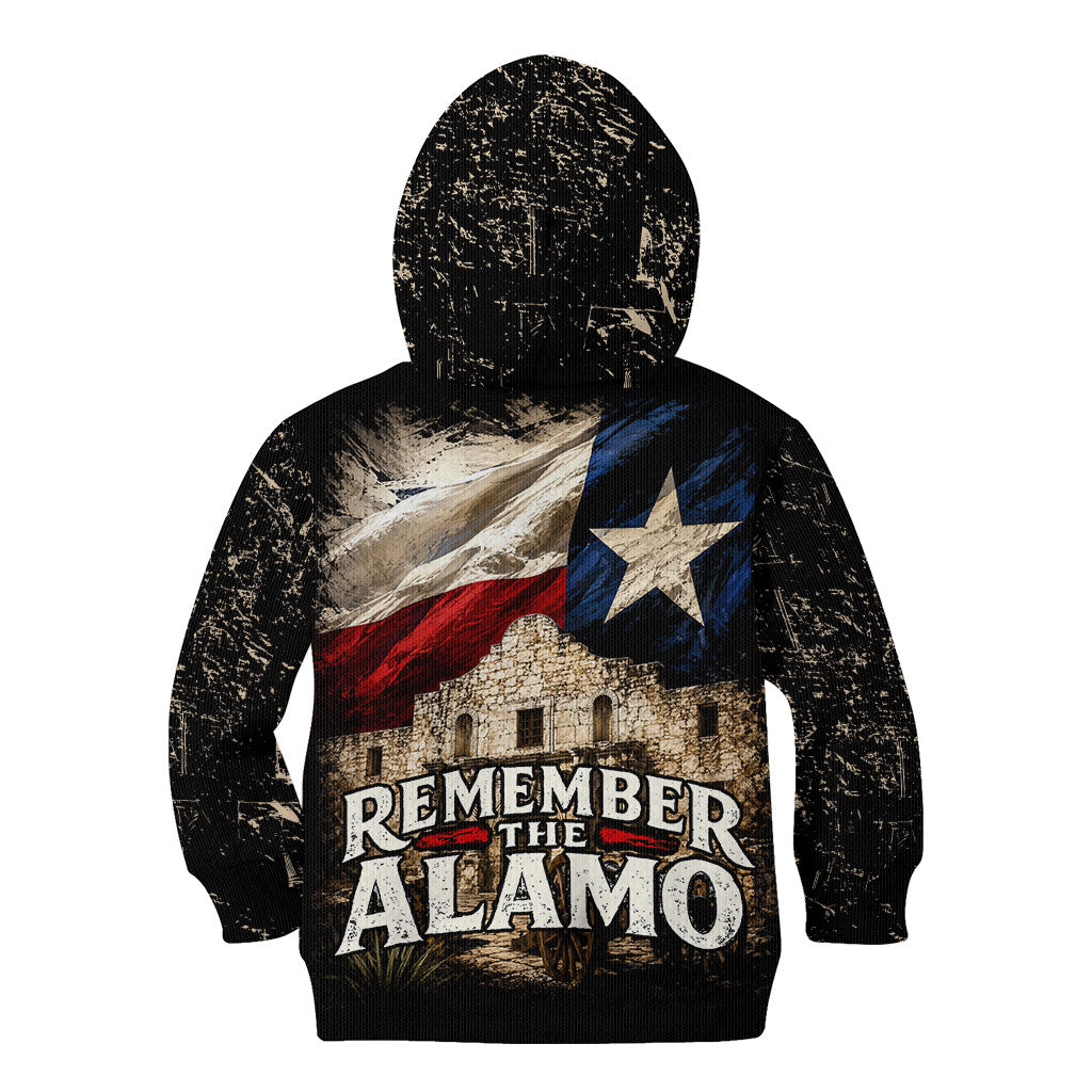 Remember The Alamo Texas Flag Kid Hoodie Distressed Historical Texan Pride