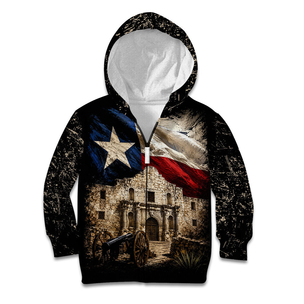 Remember The Alamo Texas Flag Kid Hoodie Distressed Historical Texan Pride