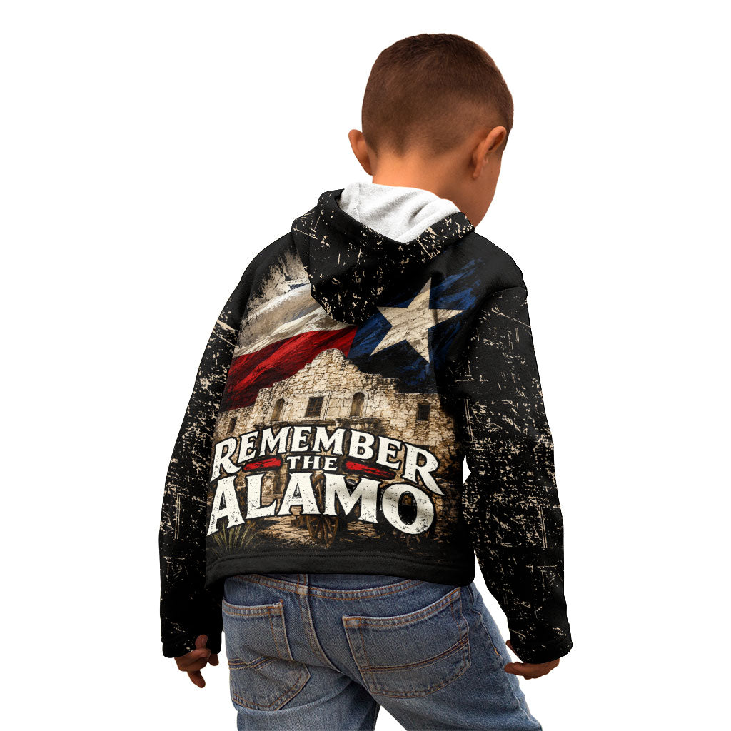 Remember The Alamo Texas Flag Kid Hoodie Distressed Historical Texan Pride