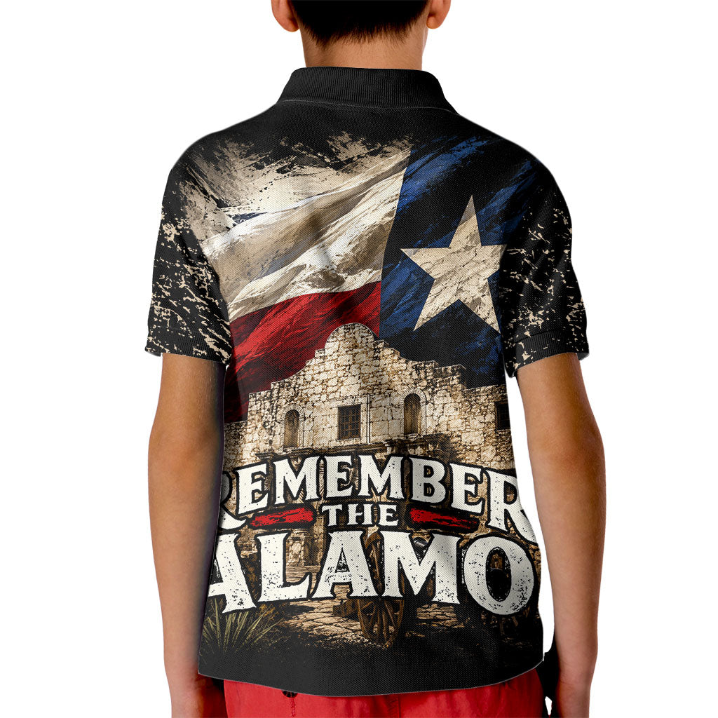 Remember The Alamo Texas Flag Kid Polo Shirt Distressed Historical Texan Pride