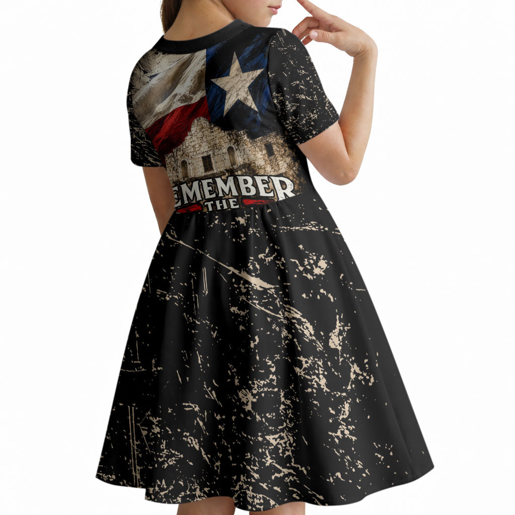Remember The Alamo Texas Flag Kid Short Sleeve Dress Distressed Historical Texan Pride