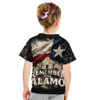 Remember The Alamo Texas Flag Kid T Shirt Distressed Historical Texan Pride