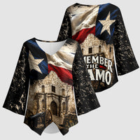 Remember The Alamo Texas Flag Kimono Sleeve Blouse Distressed Historical Texan Pride