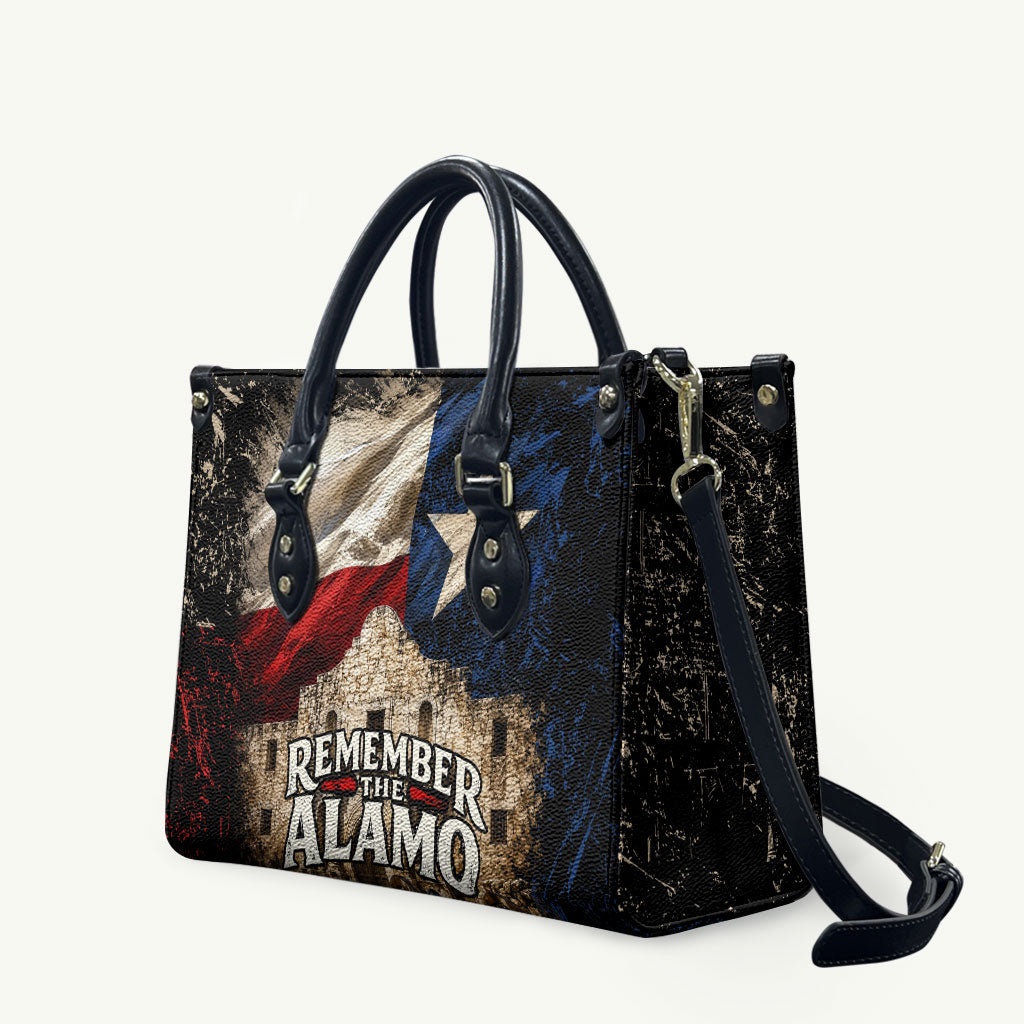 Remember The Alamo Texas Flag Leather Bag Distressed Historical Texan Pride