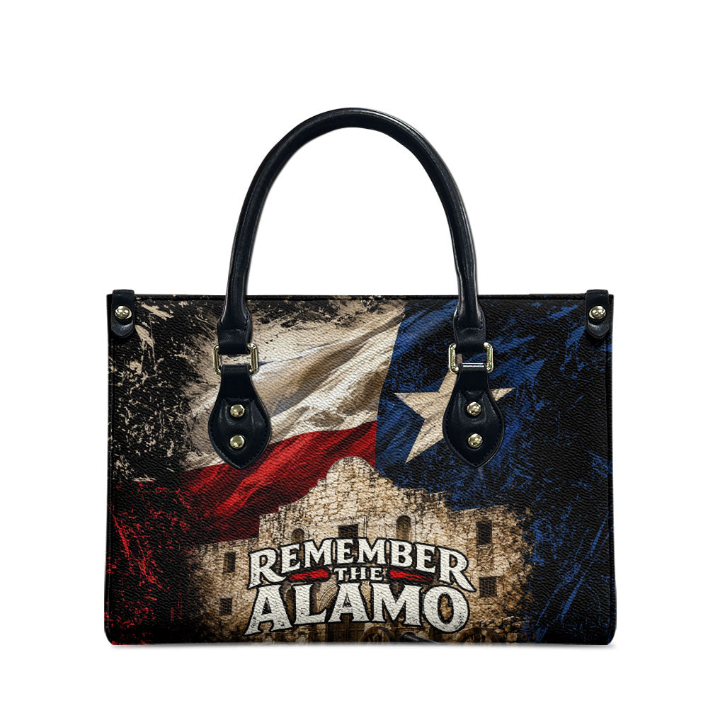 Remember The Alamo Texas Flag Leather Bag Distressed Historical Texan Pride
