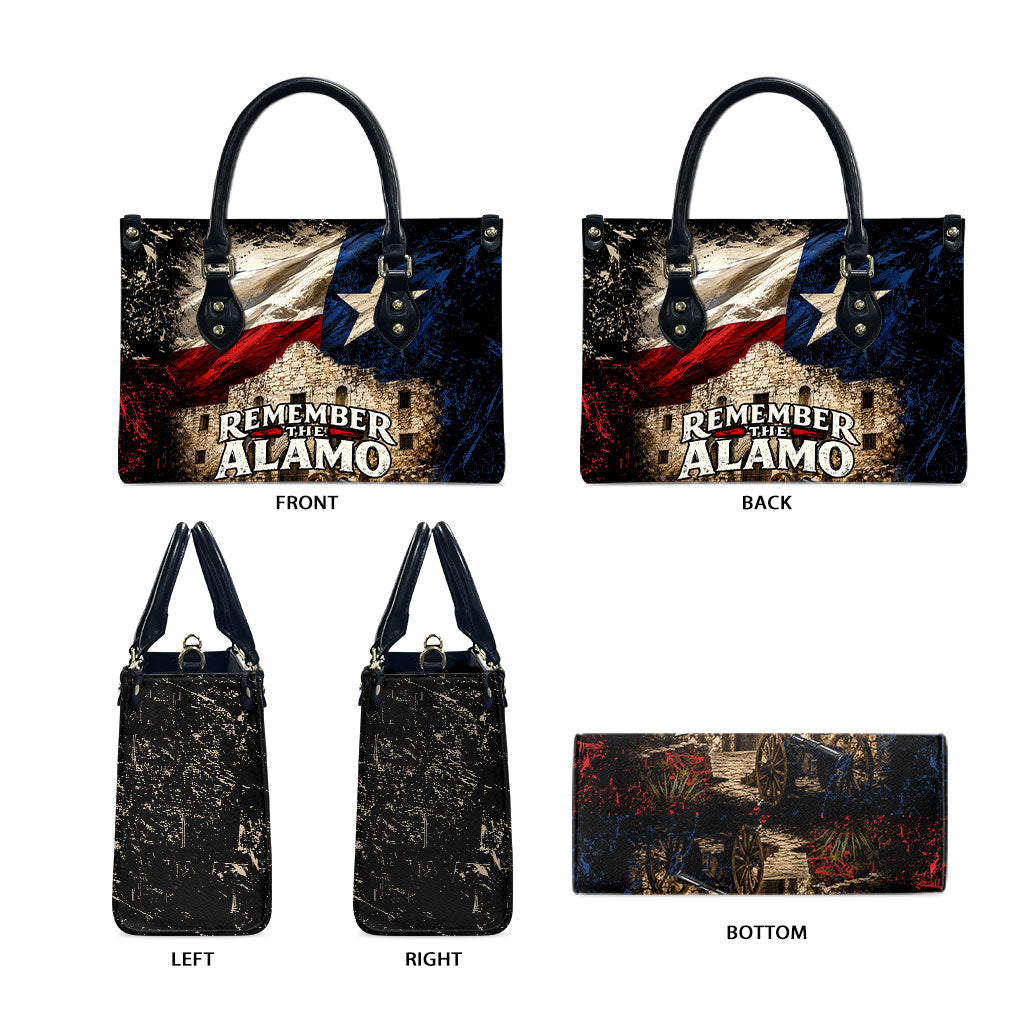 Remember The Alamo Texas Flag Leather Bag Distressed Historical Texan Pride