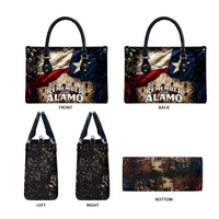 Remember The Alamo Texas Flag Leather Bag Distressed Historical Texan Pride