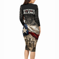 Remember The Alamo Texas Flag Long Sleeve Bodycon Dress Distressed Historical Texan Pride