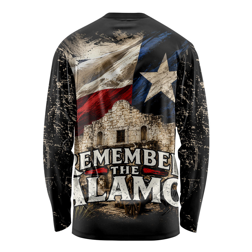 Remember The Alamo Texas Flag Long Sleeve Shirt Distressed Historical Texan Pride