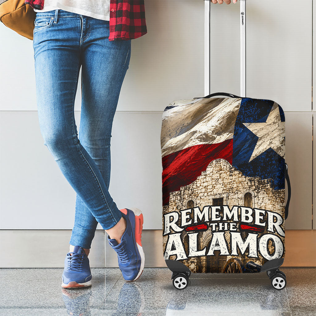 Remember The Alamo Texas Flag Luggage Cover Distressed Historical Texan Pride