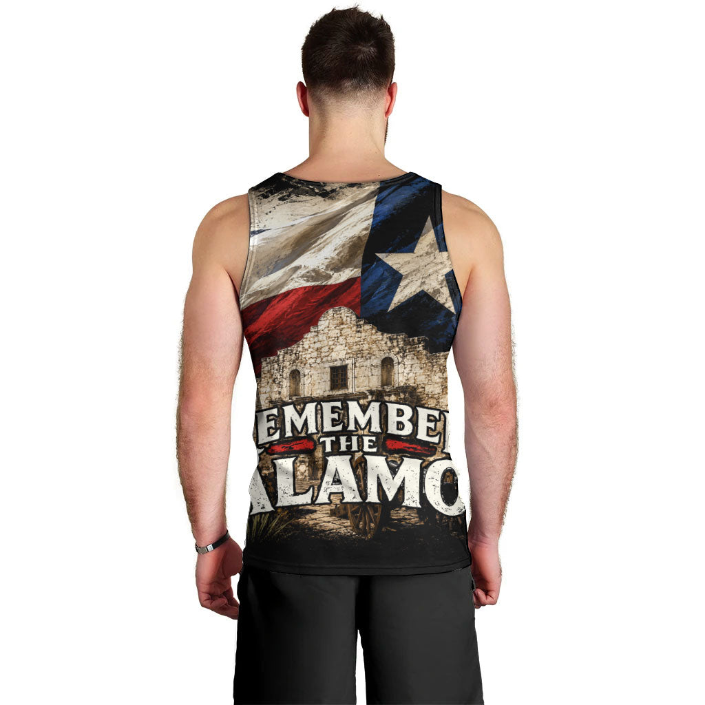 Remember The Alamo Texas Flag Men Tank Top Distressed Historical Texan Pride
