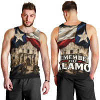 Remember The Alamo Texas Flag Men Tank Top Distressed Historical Texan Pride