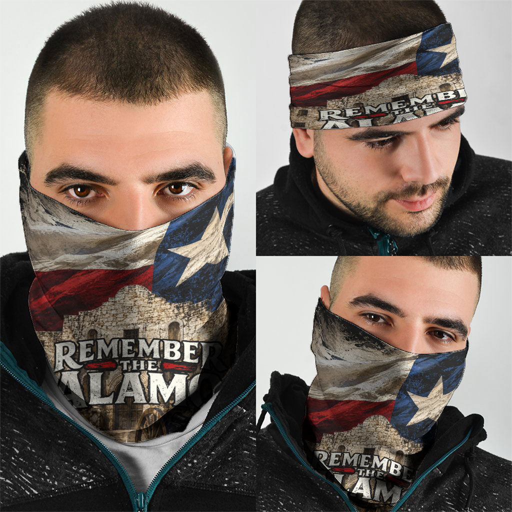 Remember The Alamo Texas Flag Neck Gaiter Distressed Historical Texan Pride