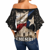 Remember The Alamo Texas Flag Off Shoulder Wrap Waist Top Distressed Historical Texan Pride
