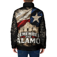Remember The Alamo Texas Flag Padded Jacket Distressed Historical Texan Pride