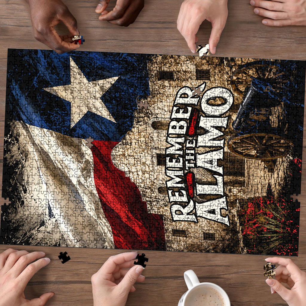 Remember The Alamo Texas Flag Puzzle Distressed Historical Texan Pride