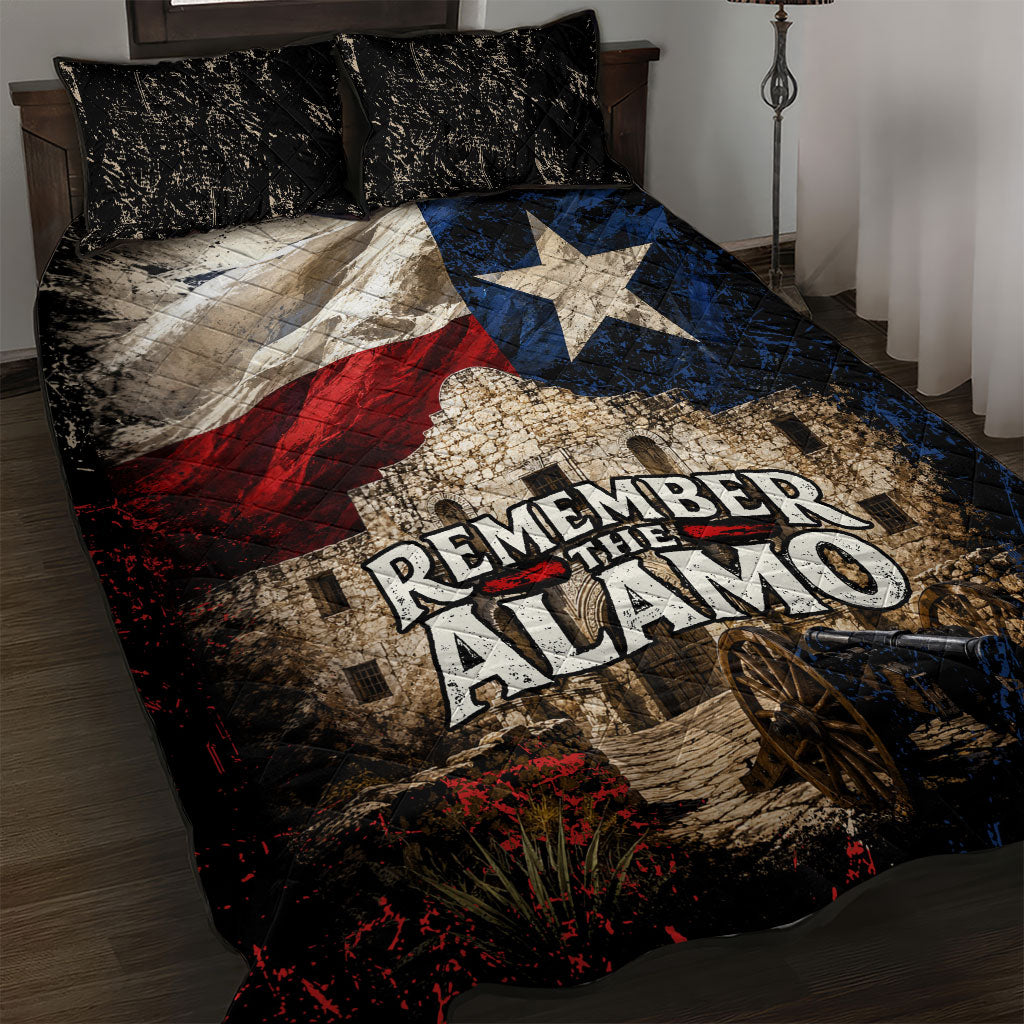 Remember The Alamo Texas Flag Quilt Bed Set Distressed Historical Texan Pride