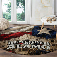 Remember The Alamo Texas Flag Round Carpet Distressed Historical Texan Pride