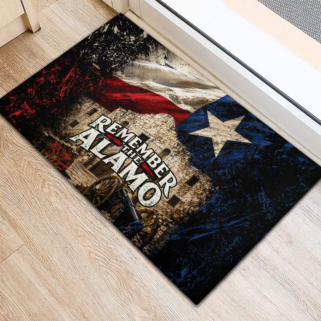Remember The Alamo Texas Flag Rubber Doormat Distressed Historical Texan Pride
