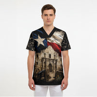 Remember The Alamo Texas Flag Scrub Top Distressed Historical Texan Pride