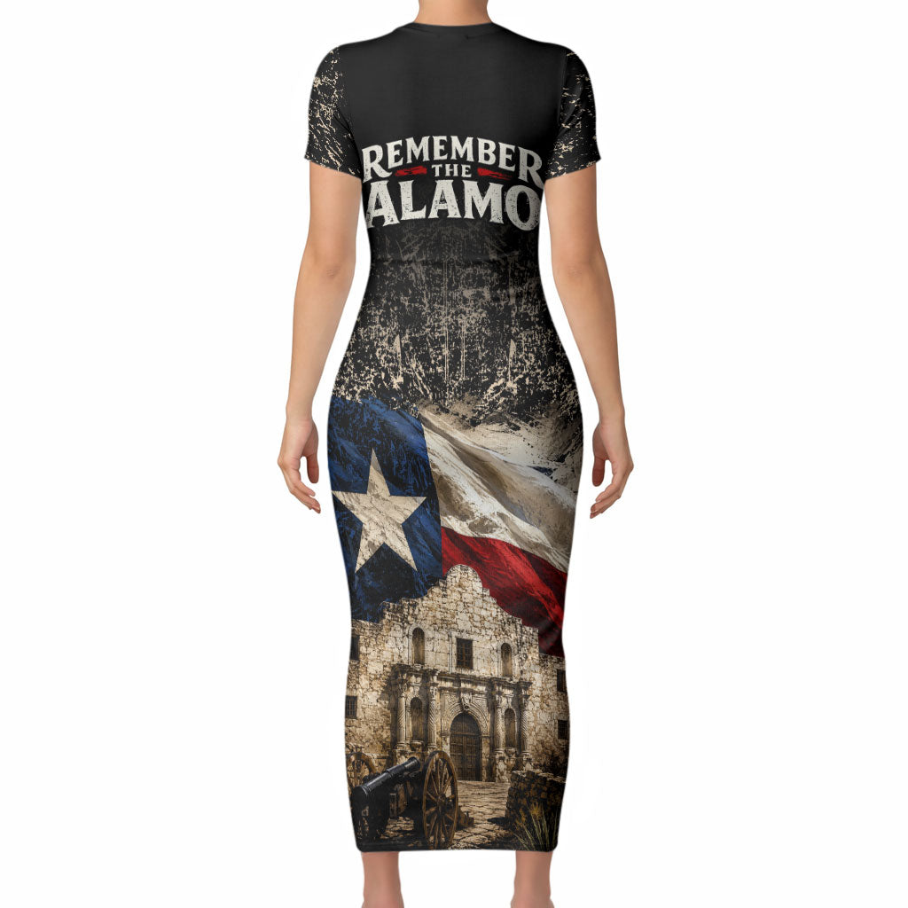 Remember The Alamo Texas Flag Short Sleeve Bodycon Dress Distressed Historical Texan Pride