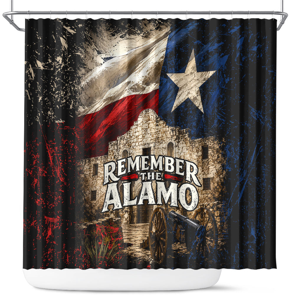 Remember The Alamo Texas Flag Shower Curtain Distressed Historical Texan Pride