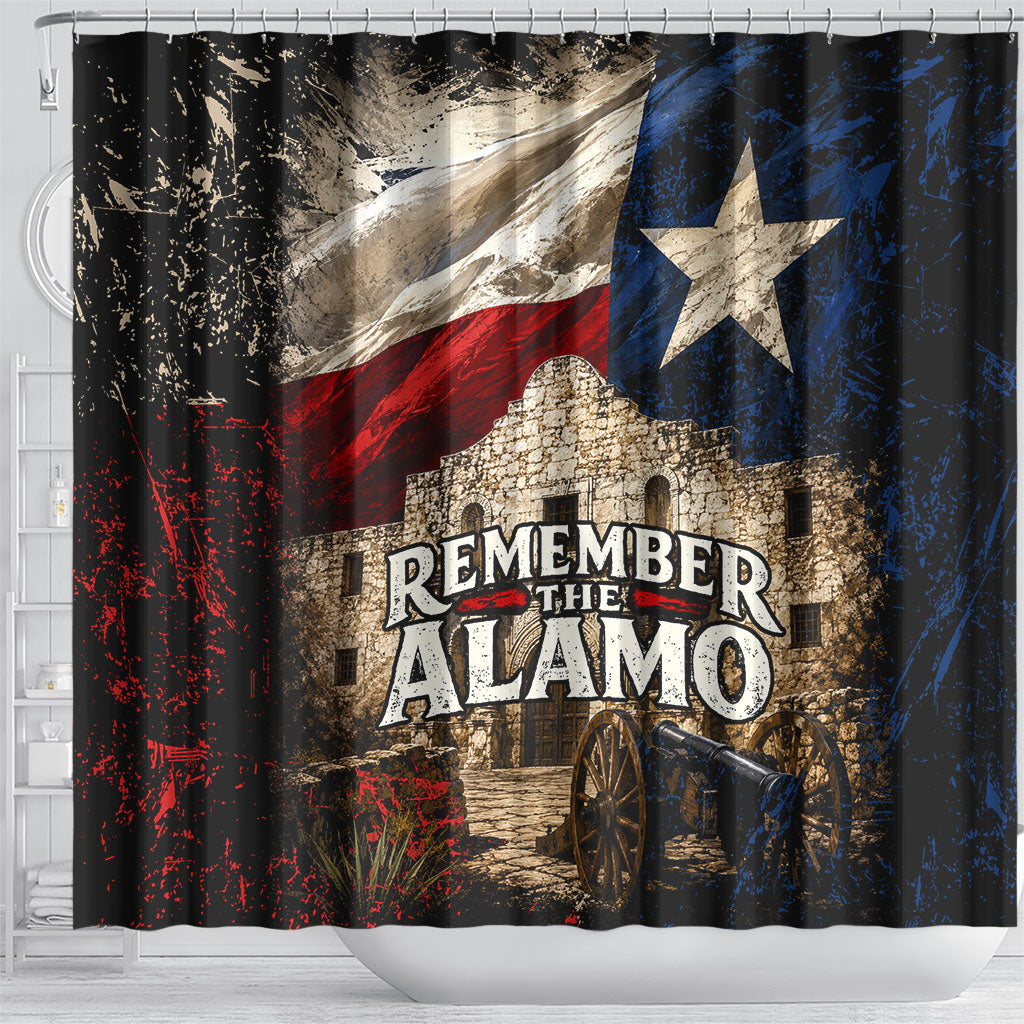 Remember The Alamo Texas Flag Shower Curtain Distressed Historical Texan Pride