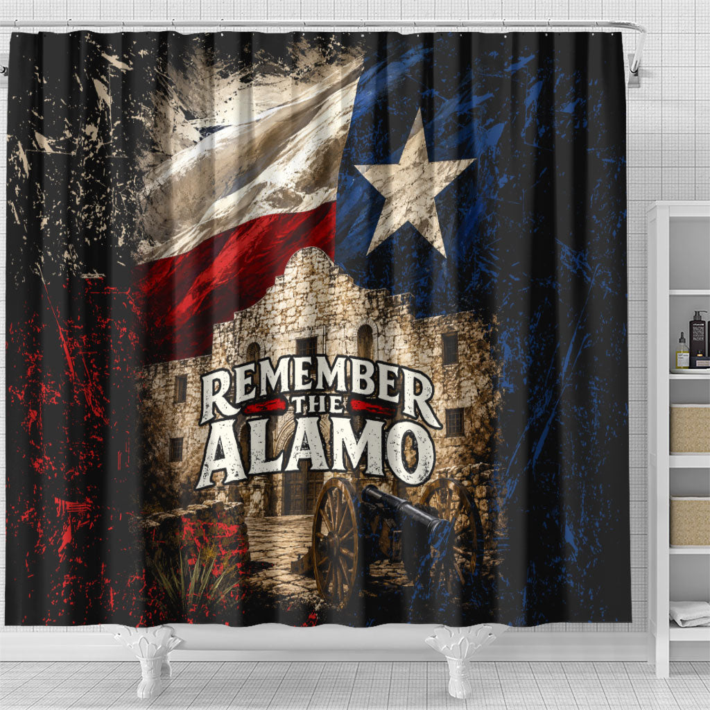 Remember The Alamo Texas Flag Shower Curtain Distressed Historical Texan Pride