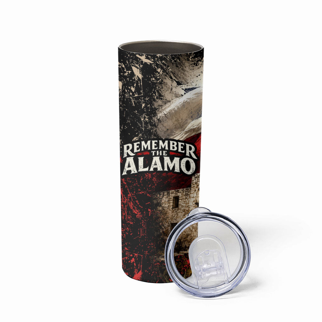 Remember The Alamo Texas Flag Skinny Tumbler Distressed Historical Texan Pride