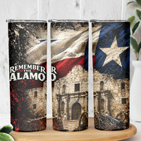 Remember The Alamo Texas Flag Skinny Tumbler Distressed Historical Texan Pride