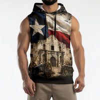 Remember The Alamo Texas Flag Sleeveless Hoodie Distressed Historical Texan Pride